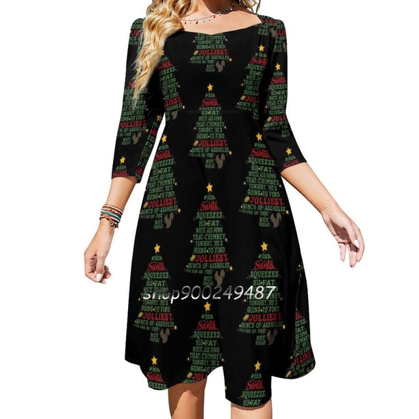Vestido de cuello cuadrado con un montón de agujeros más alegres Vestido de verano dulce Vestido elegante con cuello halter para mujer Vestido navideño divertido para fiestas