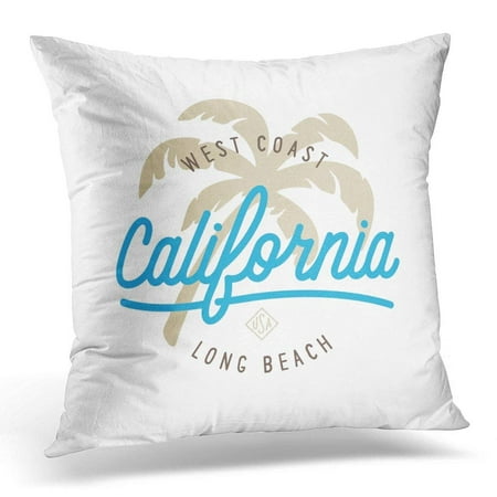ARHOME West Coast California Long Beach Graphics Related Apparel Design Word Lettering Cali Vintage Style Pillow Case Pillow Cover 20x20
