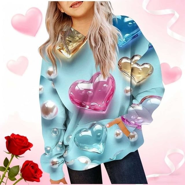 Cowsor Sweat à Capuche pour Enfants / Manches Longues Imprimé Col Rond / Tissu Extensible Doux / Tenue Décontractée Chaude pour École Quotidienne / Garçons Filles 2-14 Ans