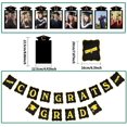 thumbnail image 1 of Decoraciones de fiesta de graduación, pancarta de felicitaciones de oro negro, marco de fotos de graduación, pompones, espirales de graduación, confeti, decoración para tartas para Gradua, 1 of 2
