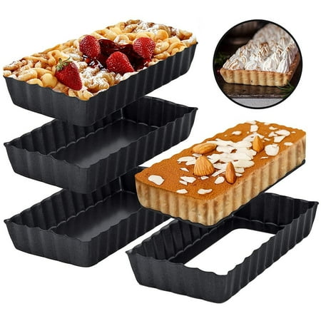 

Tart Pans for Baking 4 Pcs 4.4 Inch Carbon Steel Rectangle Tart Pan