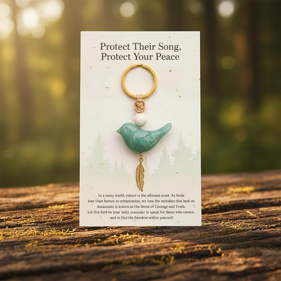 HOARBOEG Emotional Support Bird Keychain Gift Set, Inspirational Pocket Token with Card, Small Gift of Encouragement, Boho Bag Charm for Women & Friends