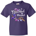 thumbnail image 3 of Inktastic Thankful and Blessed Inspirational Saying with Flowers Youth T-Shirt, 3 of 5