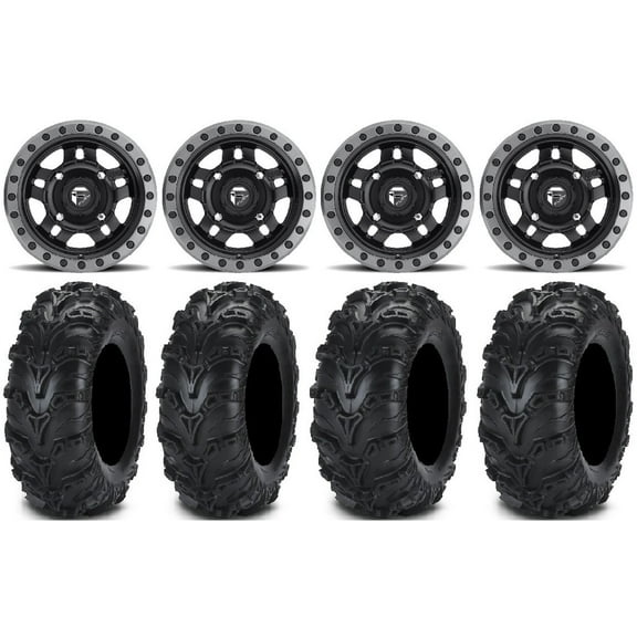Fuel Anza Black 14" Wheels 28" Mud Lite II Tires Honda Pioneer