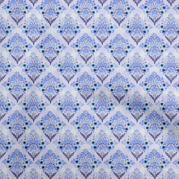 oneOone Viscose Chiffon Light Blue Fabric Asian Block Floral Fabric For Sewing Printed Craft Fabric By The Yard 42 Inch Wide