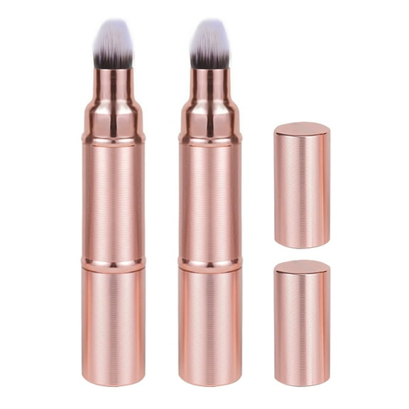 GOOHOCHY 2pcs Double-ended Makeup Brush with Cap Portable Foundation Blush Brush Retractable Makeup Tool for Travel Compact Makeup Brush
