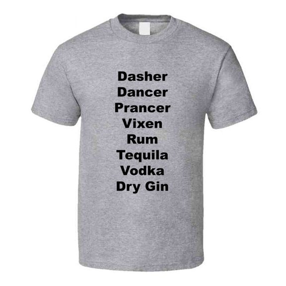 Christmas Reindeer And Spirits List Funny Holiday T-shirt Novelty Gift Yule Tee