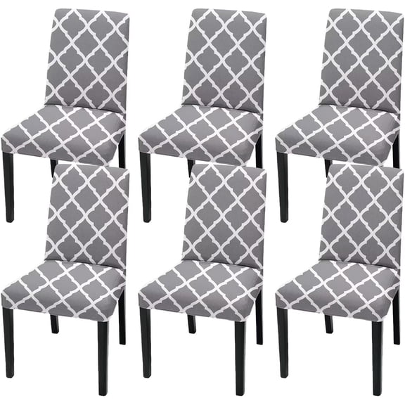 6 Pcs Chair Covers for Dining Chairs Gray High Chair Cover Tartan Dining Chair Seat Covers Stretch Chair Covers Decorative Dining Chairs Dining Room Kitchen Rre Available Chair Covers