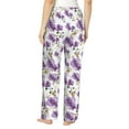 thumbnail image 3 of Uemuo Orchids Flowers Pattern Women's Wide Leg Palazzo Lounge Pants with Pockets Light Weight Loose Comfy Casual Pajama Pants-, 3 of 9