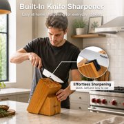 Knife Set with Block and Sharpener, High Carbon Stainless Steel Chef Knife block Set for Kitchen(15 PCS Pro Black)