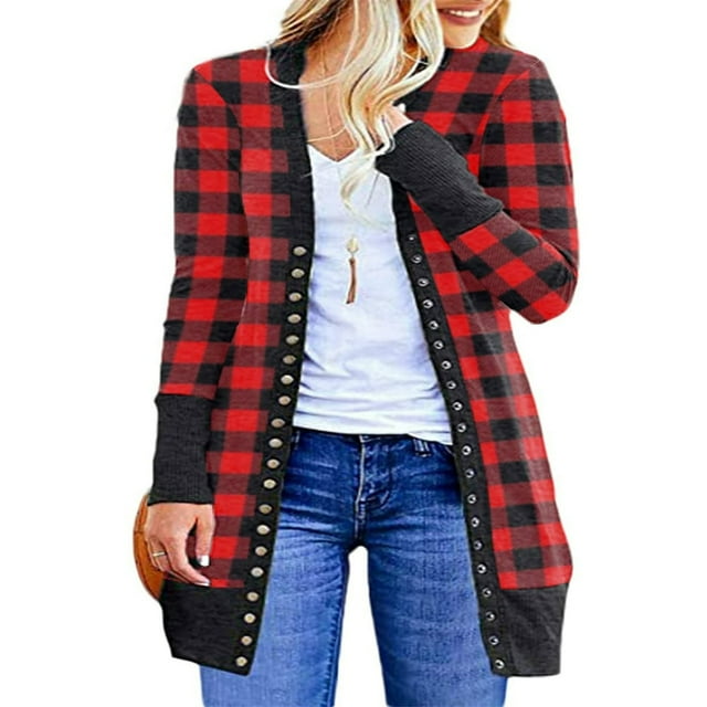 Femmes Noël Cardigan à Manches Longues Mi-Longueur Outwears