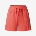 thumbnail image 5 of Aayomet Womens Shorts Womens Casual Summer Elastic Waist Comfy Drawstring Detail Beach Shorts Lounge Shorts For Women Watermelon Red,L, 5 of 5