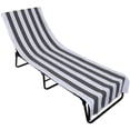 thumbnail image 1 of czcpp-Stripe Beach Lounge Chair Towel with Fitted Top Pocket, 26x82, Gray, 1 of 4
