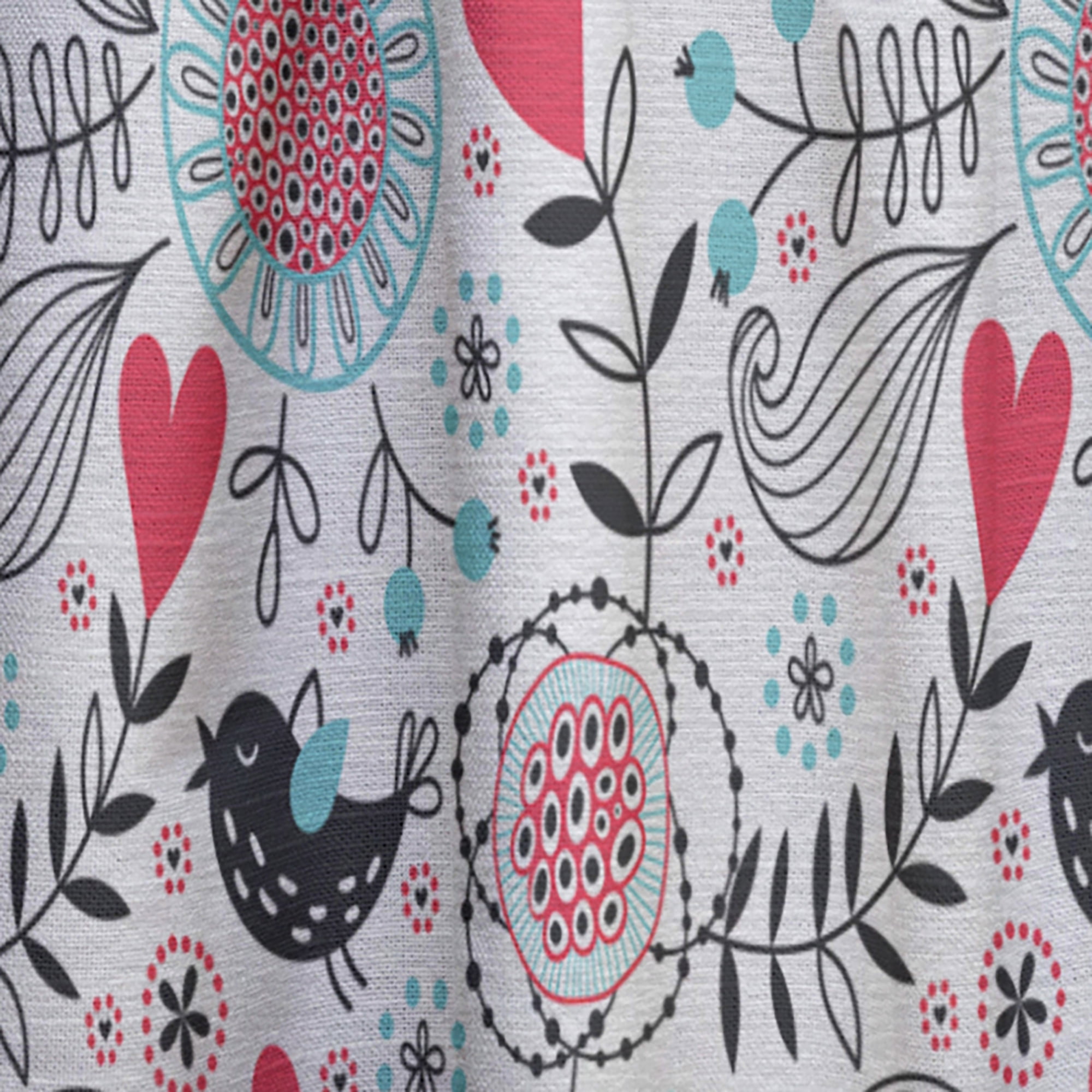Designart 'Romantic Red Floral Pattern' Traditional Curtain Panel
