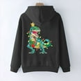 thumbnail image 4 of Mujer Otoño Invierno Navidad Color bloque dinosaurio linterna estampado cuello en V manga larga con capucha Tops pulóver blusa Fridja FKASFK3430, 4 of 4