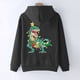 thumbnail image 4 of Mujer Otoño Invierno Navidad Color bloque dinosaurio linterna estampado cuello en V manga larga con capucha Tops pulóver blusa Fridja FKASFK3427, 4 of 4