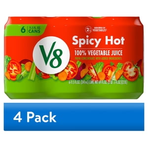 V8 Spicy Hot 100% Vegetable Juice, 11.5 fl oz Cans, 24 Pack