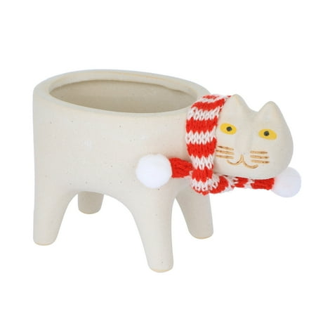 

Tiezhimi Drainable Succulent Flowerpot Cat Ceramic Garden Flowerpot Cactus Flowerpot