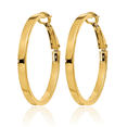thumbnail image 5 of 14K Solid Yellow Gold Square Tube Round Medium Hoop Earrings, 5 of 10