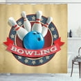 thumbnail image 1 of Ambesonne Bowling Party Shower Curtain, Circular Sport Emblem, 69"Wx84"L, Multicolor, 1 of 3