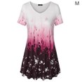 thumbnail image 1 of Camiseta de mujer Blusa informal con estampado degradado Vestido suelto con cuello en V, Rojo, M Vogacara AP001902-26, 1 of 5