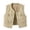 Khaki, variant on Women Round Collar Sleeveless Cropped Denim Vest, Button Down Multi Flap Pocket Washed Jean Waistcoat, Vintage Casual Streetwear Sleeveless Outer Layer Jacket