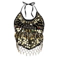thumbnail image 3 of Trajes de Danza Del Vientre Halter Top Lentejuela Trajes de Rendimiento , Los 26.5x40cm Sunnimix Top halter de danza del vientre para mujer, 3 of 8