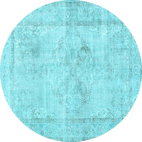 Ahgly Company Indoor Round Persian Light Blue Traditional Area Rugs, 3' Round