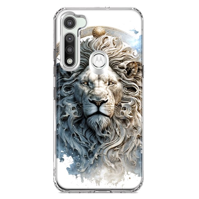 MUNDAZE Motorola Moto G Fast Abstract Lion Sculpture Shockproof Clear Hybrid Protective Phone Case Cover