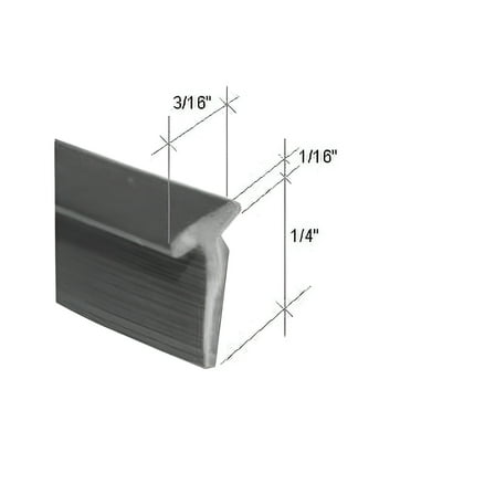 Gray Shower Door Vinyl "T" Sweep and Drip Seal - 7 ft long