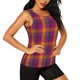 thumbnail image 2 of Balery Purple Yellow Buffalo Plaid Camiseta sin mangas estampada ligera para mujer, tops de entrenamiento sin mangas, camisetas de yoga transpirables de secado rápido.-X-Large, 2 of 7
