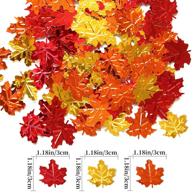 MesaSe 45G Thanksgiving Confetti Fall Confetti Maple Leaf Shape Autumn Glitter Metallic Foil Table Scatters Confetti for Thanksgiving Decorations Thanksgiving Maple Leaf Confetti Party Se