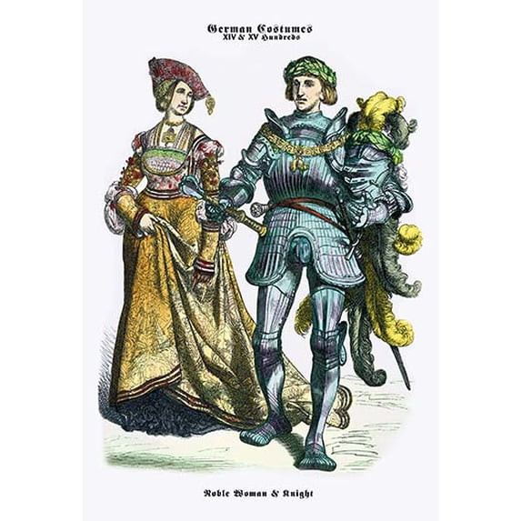 German Costumes: Noble Woman and Knight Fine art canvas print (20" x 30")