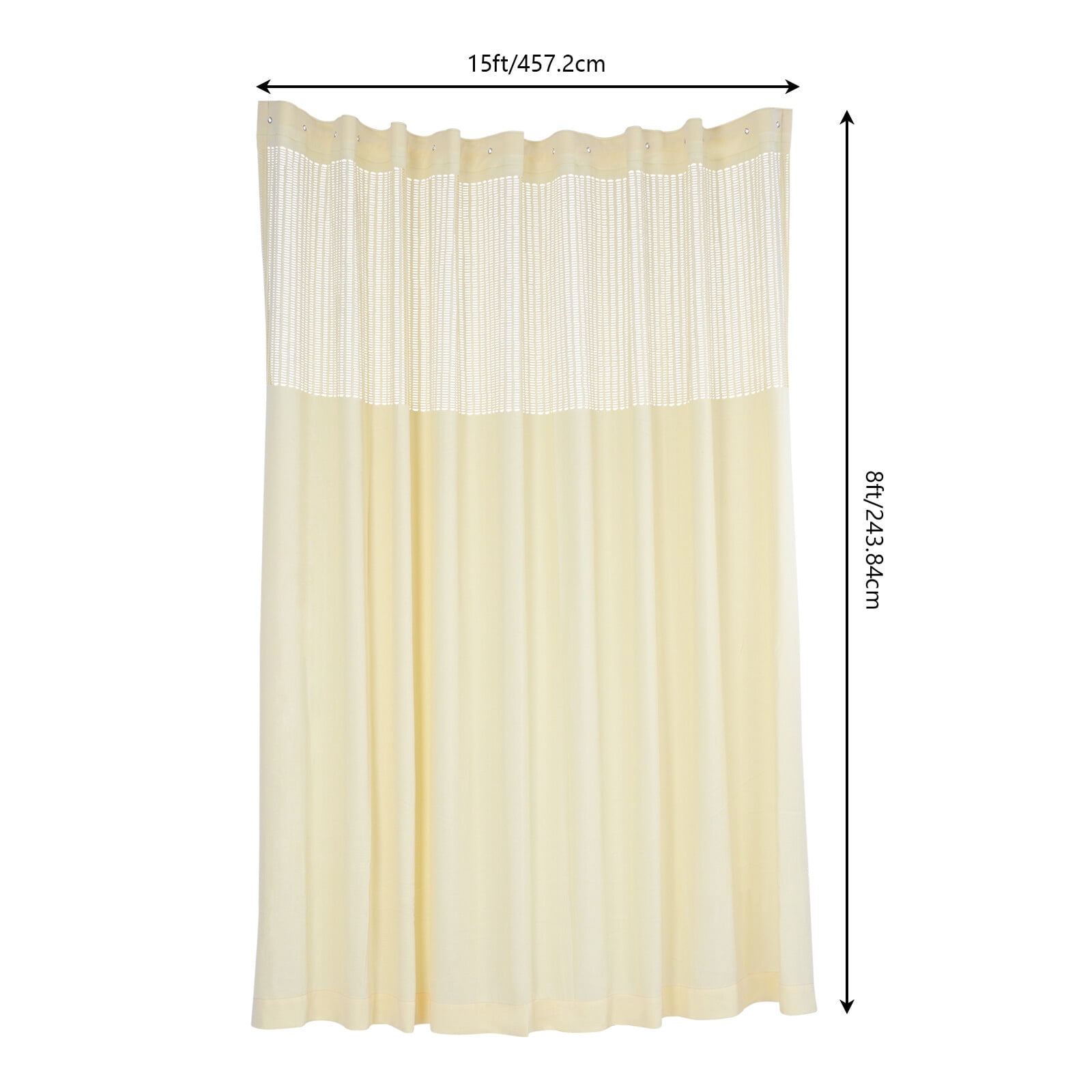 Semi-shading Room Divider Curtain Privacy Cubicle Curtain Beige Polyester Room Divider Curtain with Mesh Top