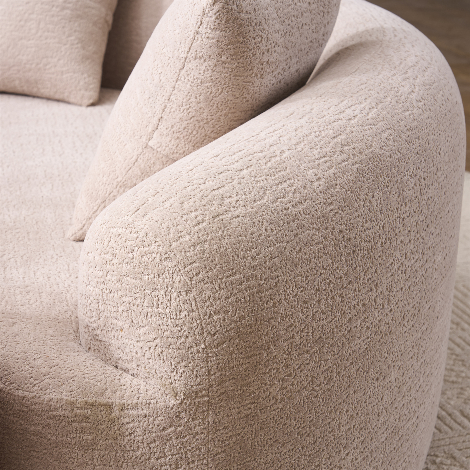 Aukfa 67" Small Sofa S-Curved Loveseat Couch Modular Sofa No Assembly, 2 Pillows, Chenille, Apricot