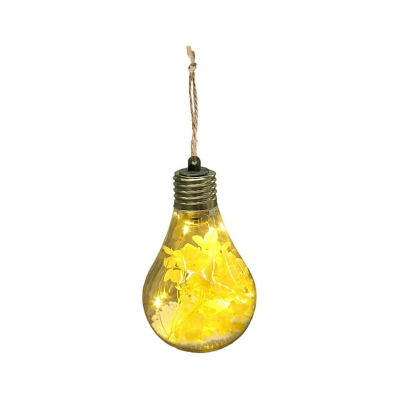 Yellow Glass Hanging Bulb Decor 4X3 Inches Transparent Light Up Ornament For Holiday Party Home Garden Indoor Outdoor Decoration 0.09Lb