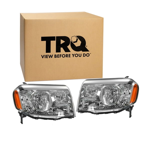 TRQ 2 Piece Headlight Assembly Set Driver & Passenger Side Fits 2009-2011 Honda Pilot HO2518125 HO2519125