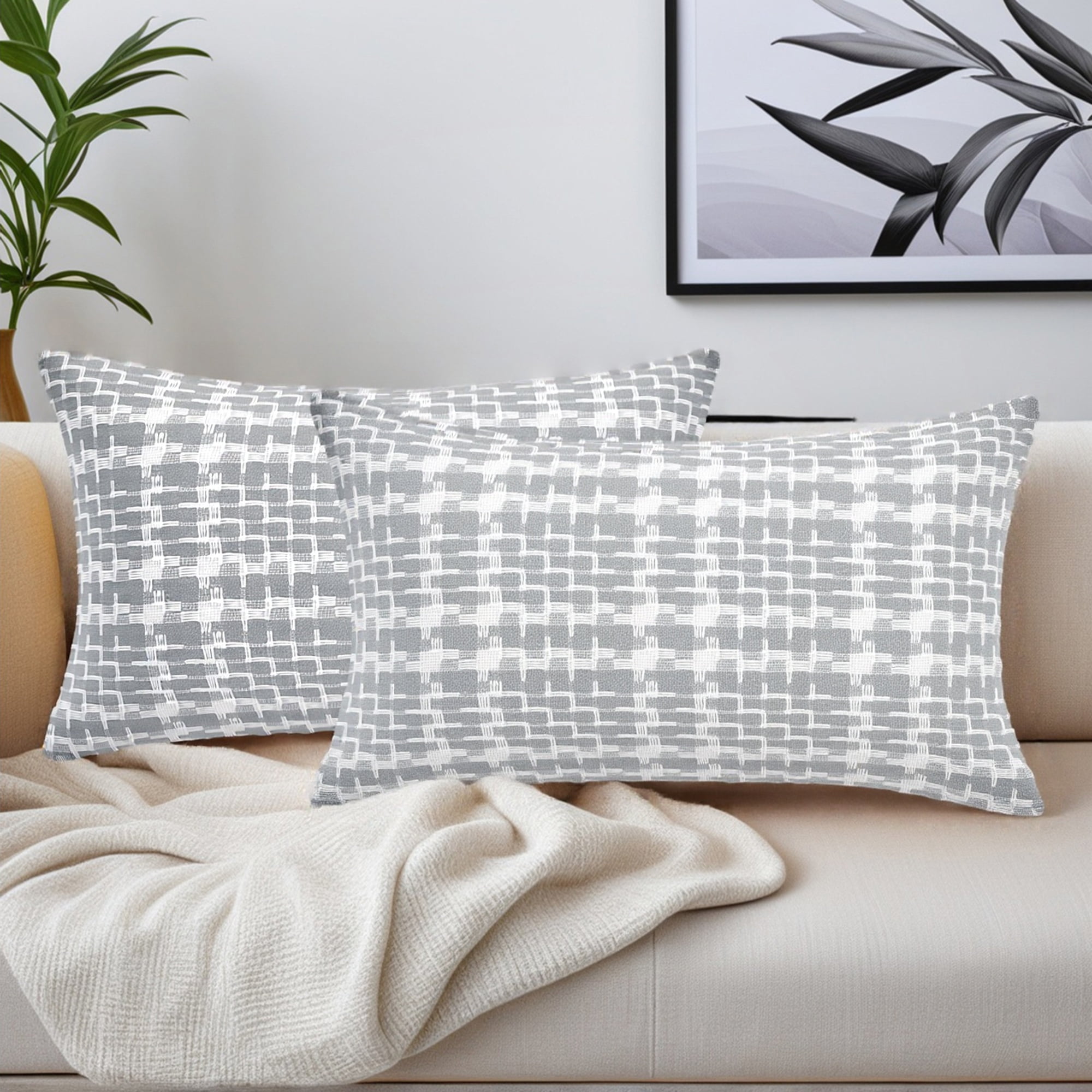 Unique Bargains Pack of 2 Decorative Throw Pillow Covers 20" x 12" Grey