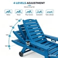 thumbnail image 6 of Aukfa HDPE Outdoor Patio Chaise Lounge Chair w/ Cup Holder&Wheels, 360 LBS Capacity, Blue, 6 of 8