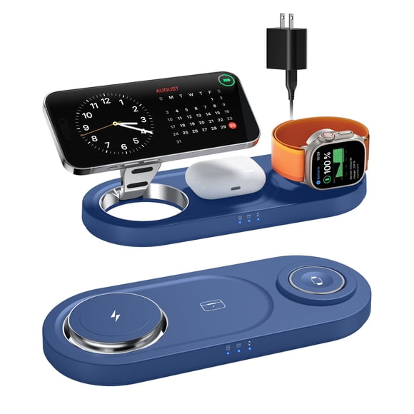 Upgraded 3 in 1 Wireless Charging Station for Apple Devices, Faster Mag-Safe Charger Stand, Magnetic Charger Station for iPhone 17/16/15/14/13/12 & A