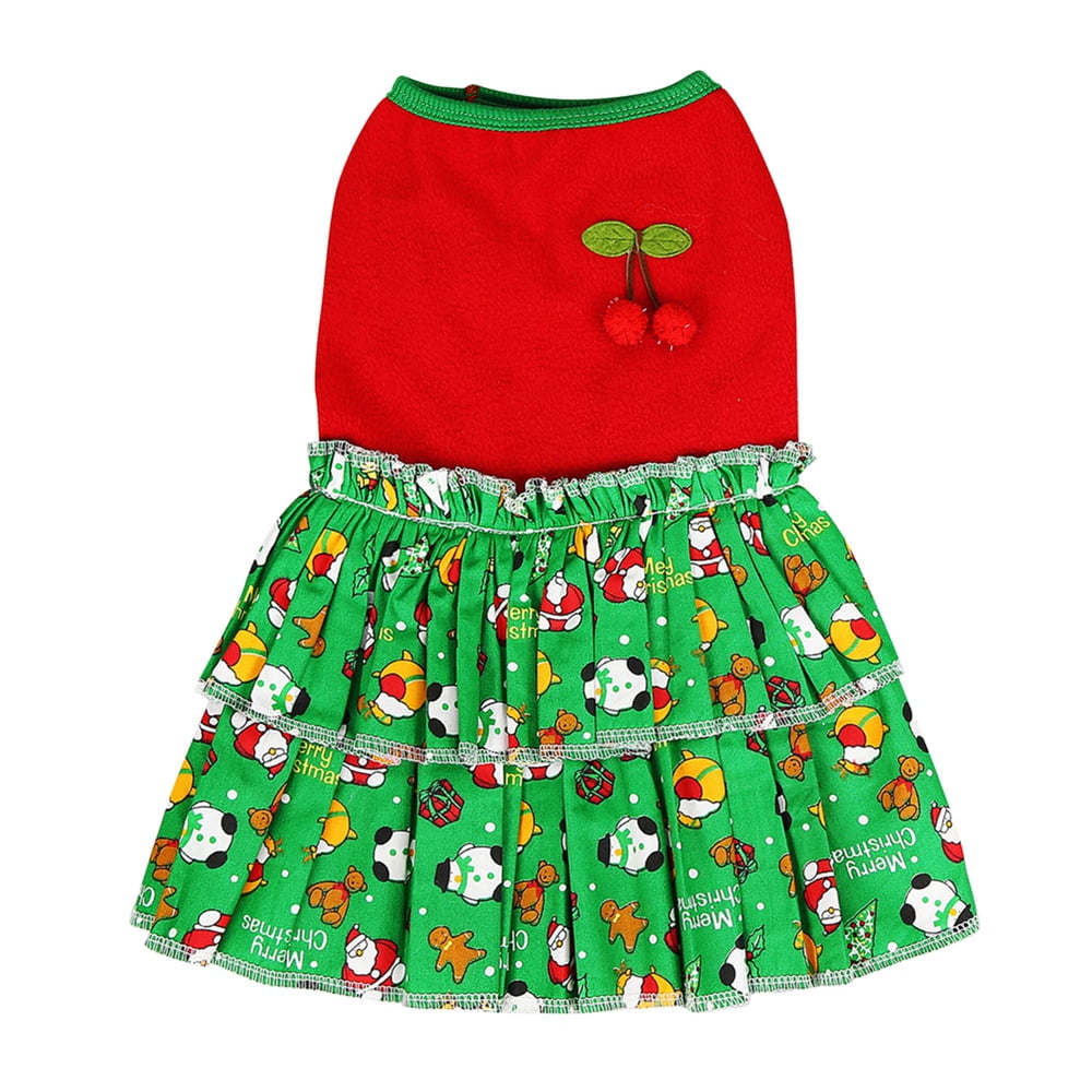 Aosijia Christmas Pet Dress Puppy Dog Cat Princess Dresses Cute Printed