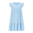 thumbnail image 5 of LWavelet Women's V-Neck Ruffle Sleeve Tiered Mini Dress for Casual & Party Wear Sky Blue M, 5 of 5