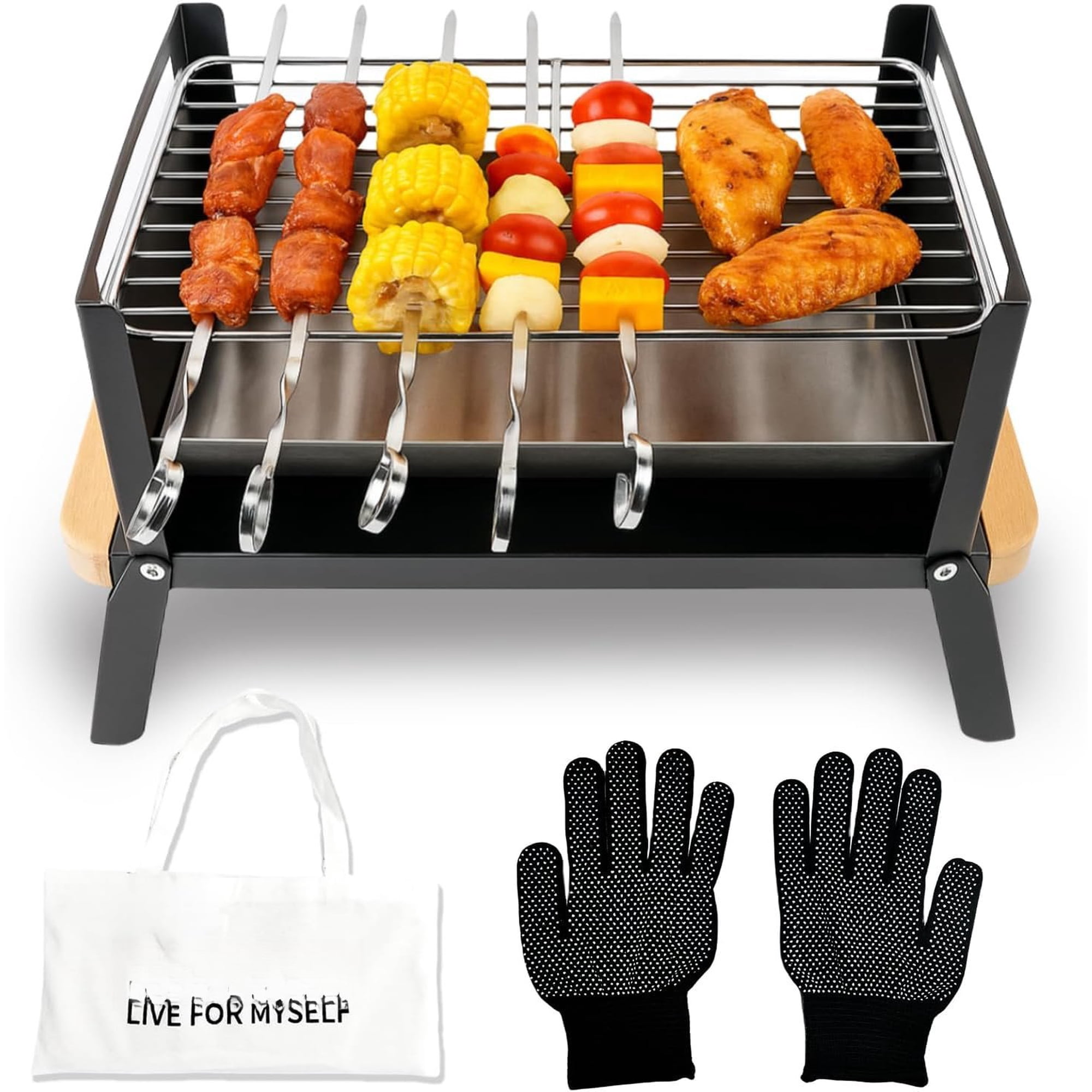 Portable Charcoal Grill with Handle - Folding Tabletop BBQ Portable Mini BBQ Grill Compact Stainless Steel Grill for Outdoor Camping Picnics & Backyard Easy Setup & Clean