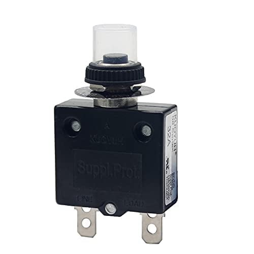 KUOYUH USA 17-50 Amps 98 Series Quick Connect Terminals Push-To-Reset Thermal Circuit Breaker with Transparent Waterproof Button Dust Cover (1-Pack) (32A)