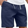 thumbnail image 5 of Shorts for Men Drawstring Summer Retro Shorts Solid Color Casual Pants Shorts Navy S, 5 of 5