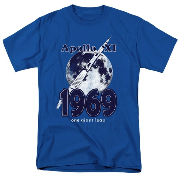 Nasa One Giant Leap Adult 18/1 T-Shirt Royal Blue