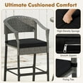 thumbnail image 4 of Gymax 3-Piece Patio Bar Set Outdoor Wicker Bar Height Round Table & Armchairs Set, 4 of 6