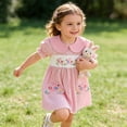 thumbnail image 2 of DHFJKG Girls Easter Dress Peter Pan Collar Cute Bunny Embroidery Casual Puff Short Sleeve Mini Dress For Baby Toddler 6M-4Y Stylish Dresses, 2 of 7