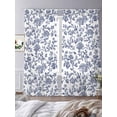 thumbnail image 3 of Vintage Blue Floral Sheer Curtains 108 Inch Long 2 Panels, Farmhouse Flower Pastoral Style Light Filtering Rod Pocket Semi Sheer Curtains, Sheer Voile Drapes for Living Room Bedroom, 52"x108", 3 of 5