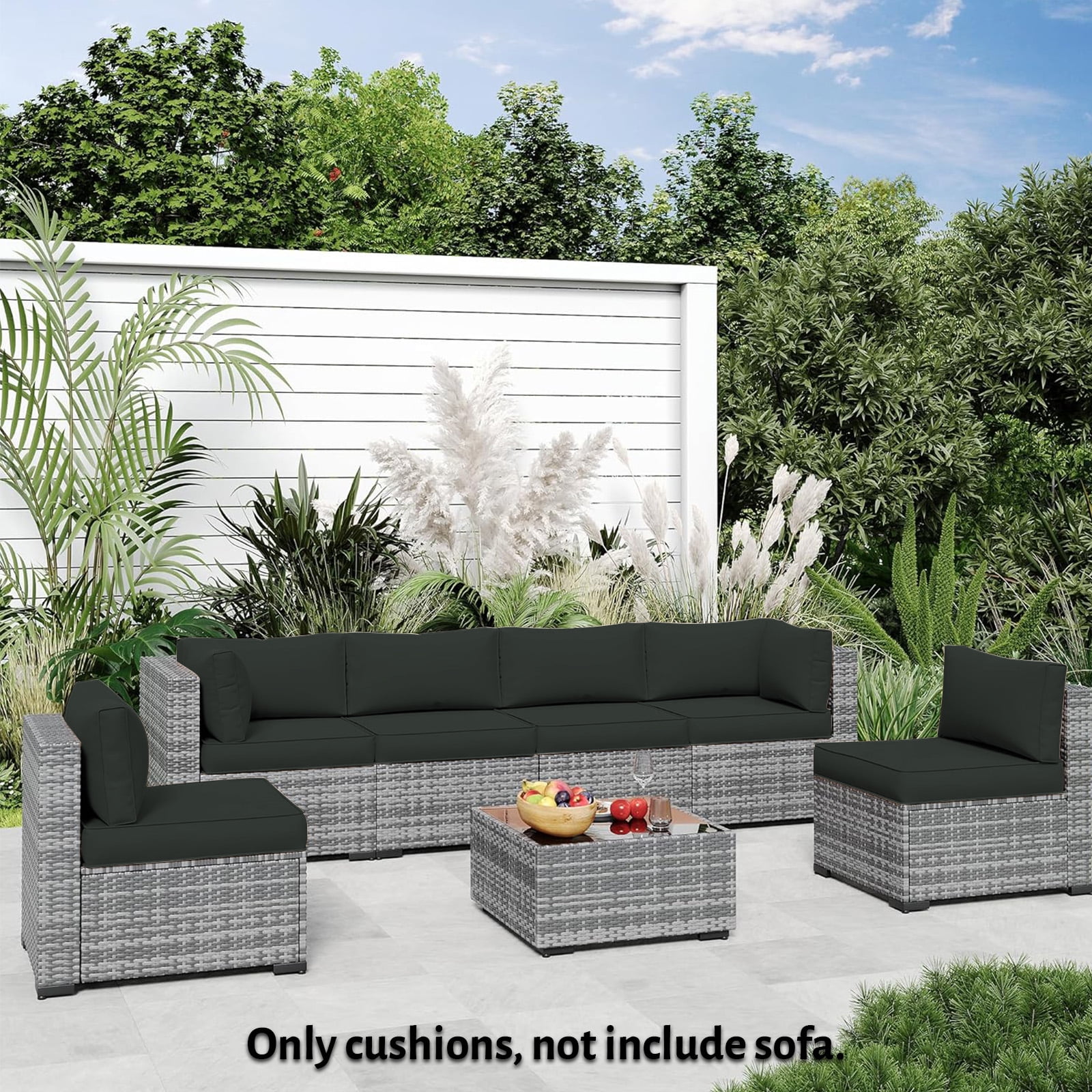 HONEY HOME 14 Piece Patio sectional cushions relacement set, 4" Outdoor Furniture Couch Cushion Fits 6-Seat Sectional Rattan Conversation Set, Waterproof, Fade-Resist
